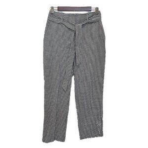 Joie Montgomery Belted Pants Size 2 Shephard's Check Black and White Work